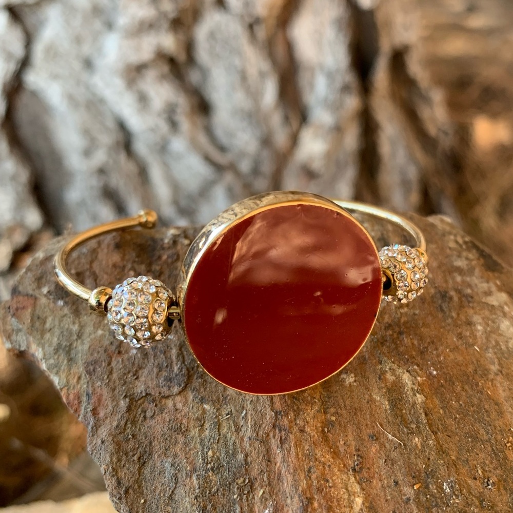 Red Gold Rhinestone Cuff NWT - Picture 2 of 4